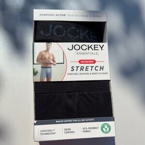 Jockey Essentials Microfiber Black Stretch Boxer Briefs 3 pair Sz S NWT
